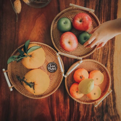 Round Rattan Serving Tray Collection